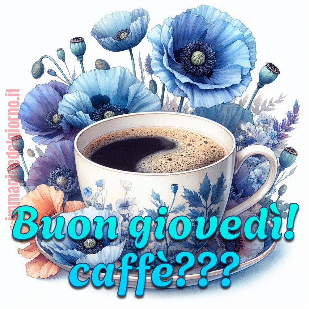 buon Giovedì con caffè e fiorellini di papavero